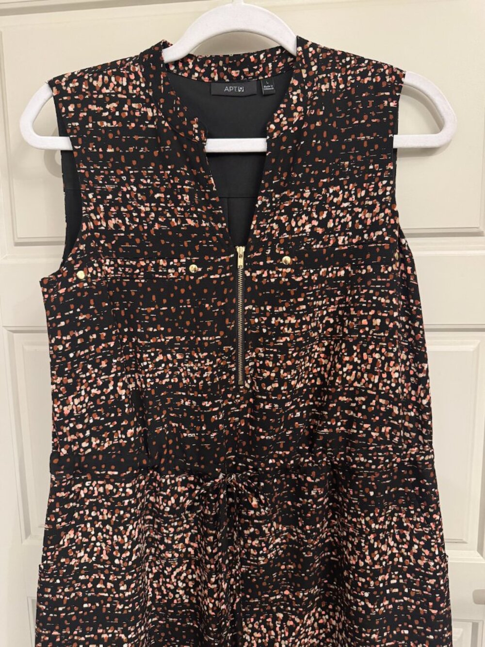 Apt. 9 - Flowy Drawstring Waist Midi Dress | Brown Pink Tan Pattern | Large L